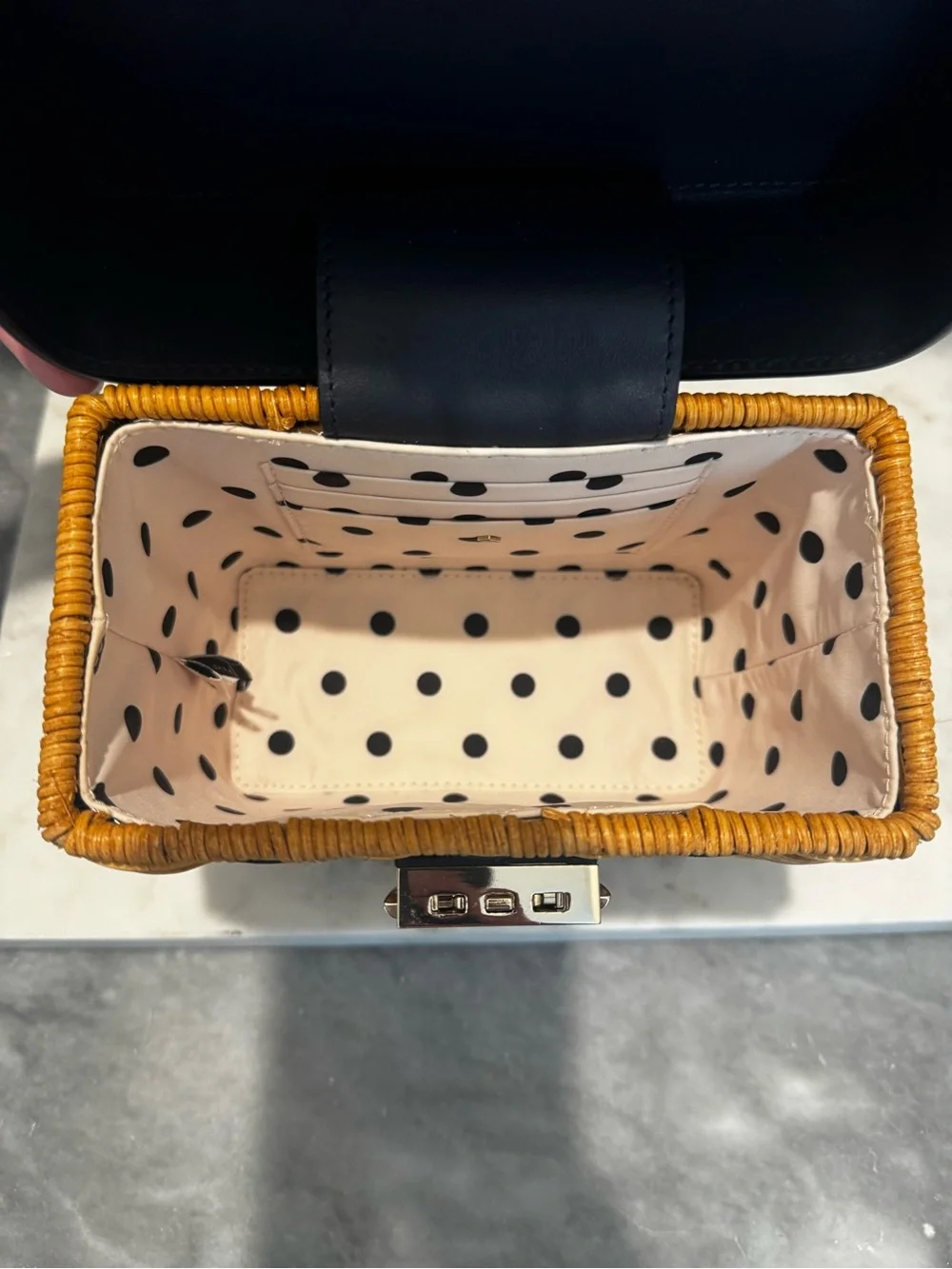 KATE SPADE Small Voyage Wicker Top-Handle Crossbody Bag